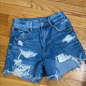 American Eagle Outfitters Blue Distressed Jean Shorts